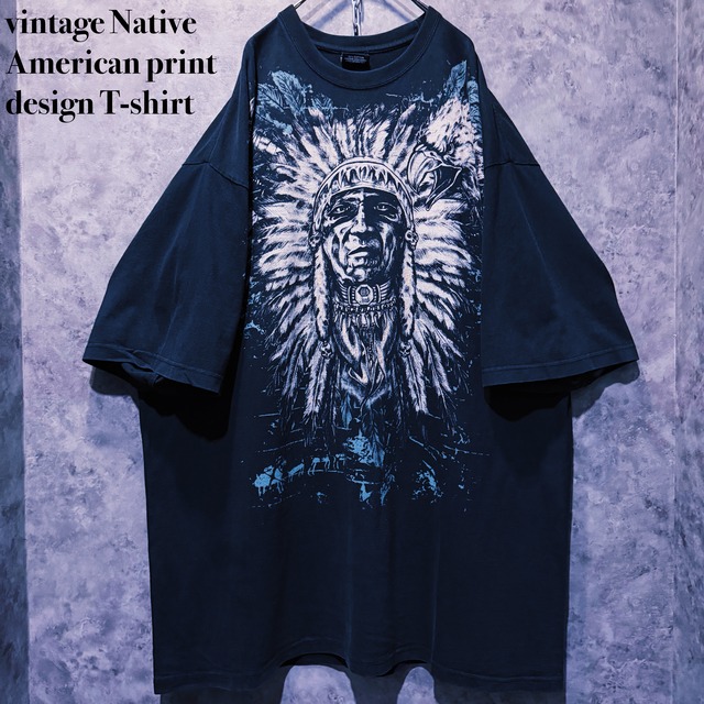 【doppio】vintage Native American print design T-shirt