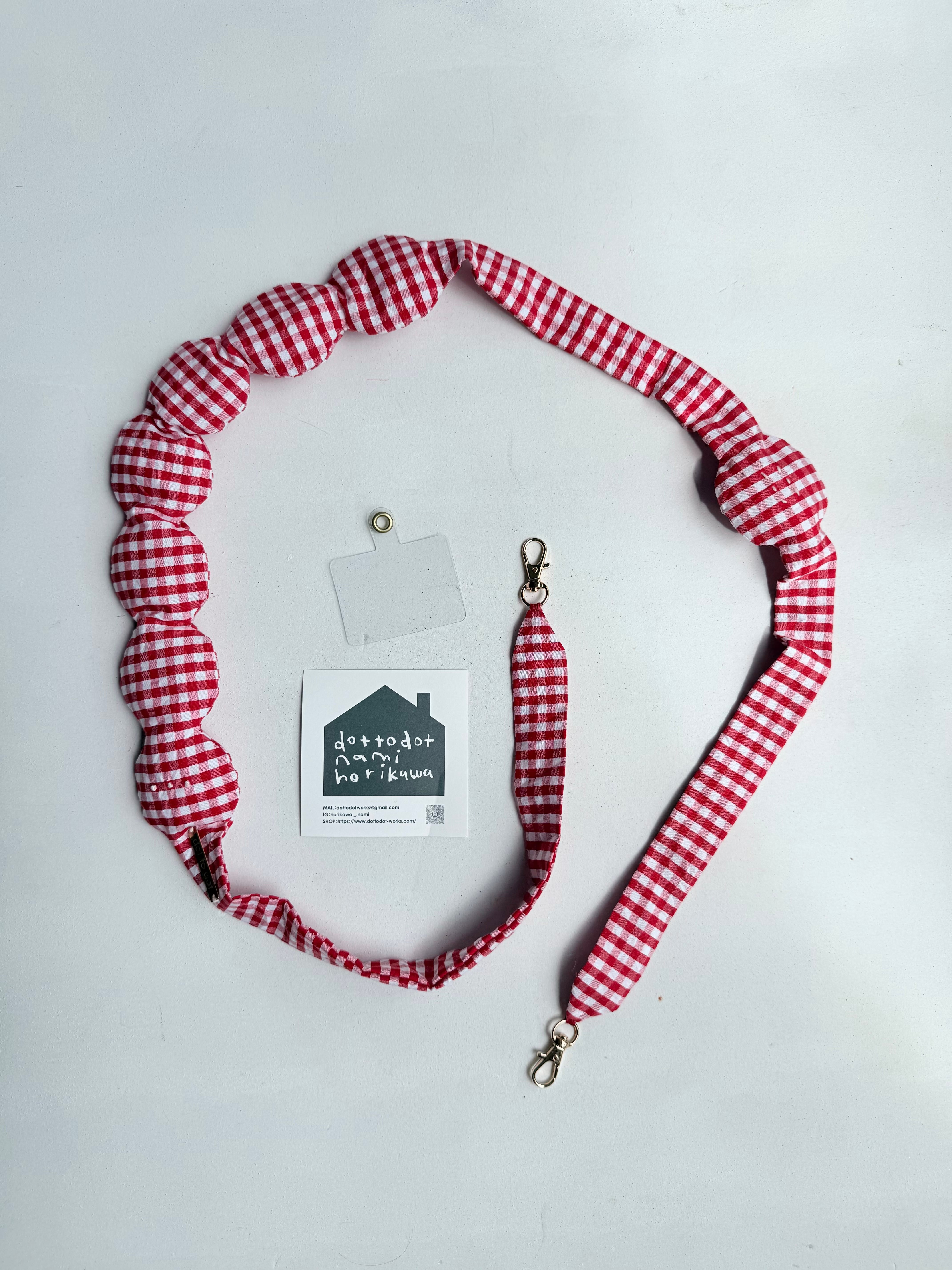 【赤白ギンガムチェック】120cm pokopoko DOT STRAP