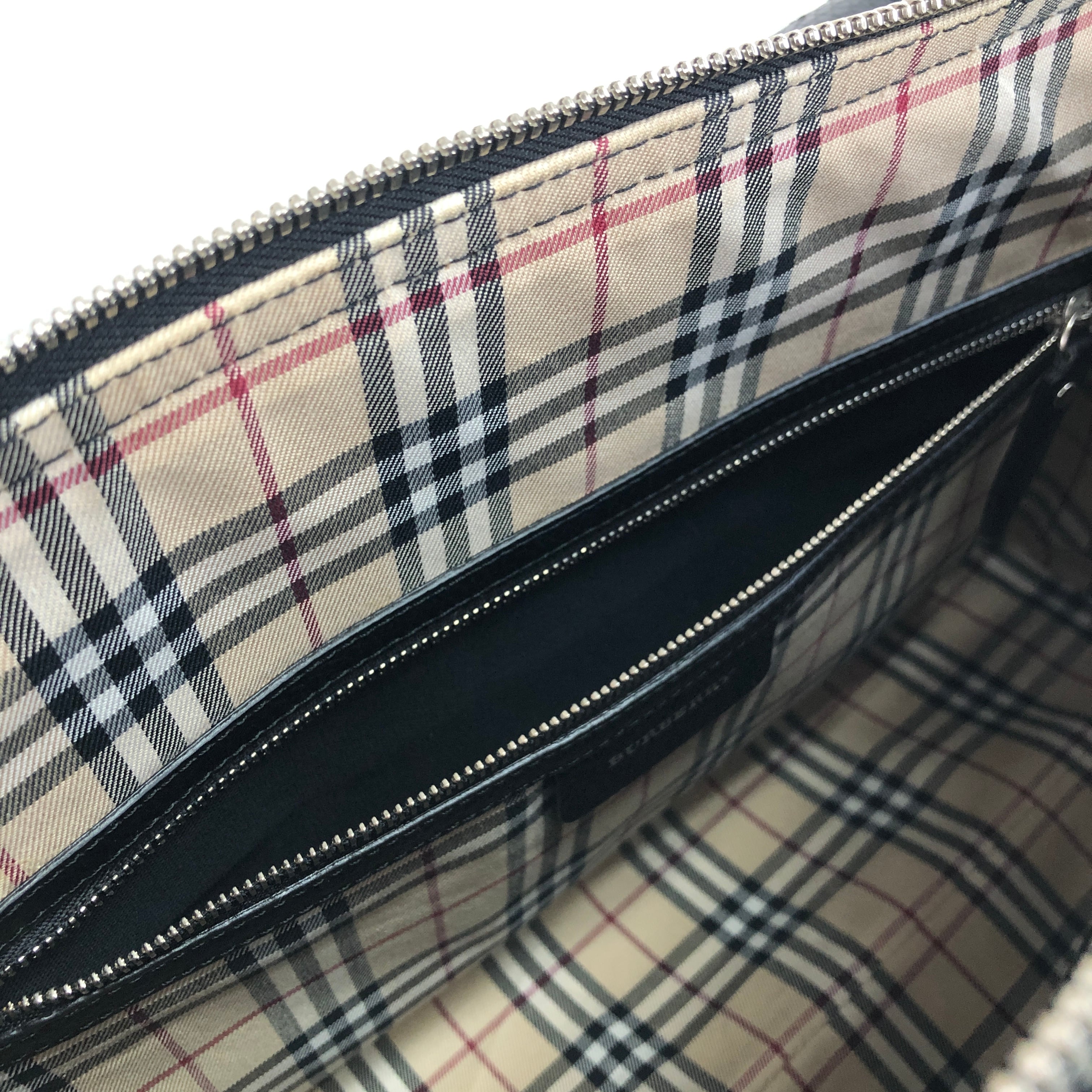 BURBERRY バーバリー ハンドバッグ ブラック ロゴ レザー ボストン