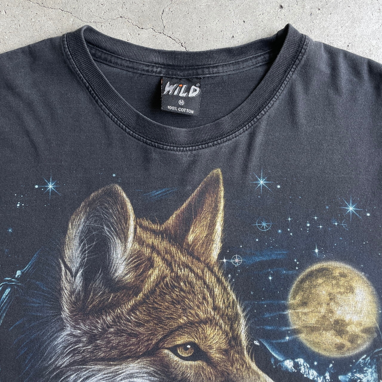 90年代〜 WILD オオカミ アート アニマル ビッグプリントTシャツ 