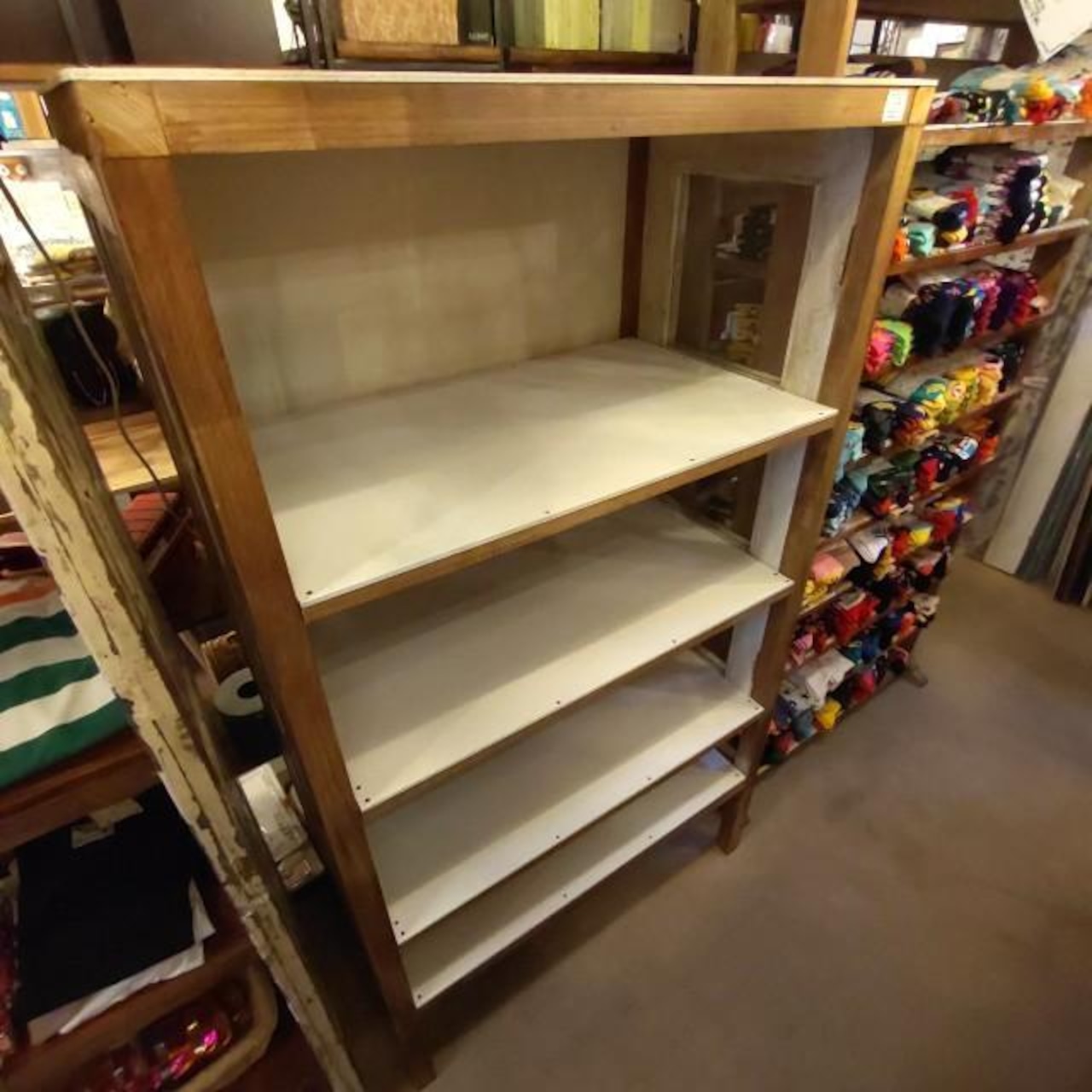 【店頭受取専用商品】TOPANGA Furniture アンティーク窓とチークウッドの5段シェルフ ディスプレイ 什器 インテリア