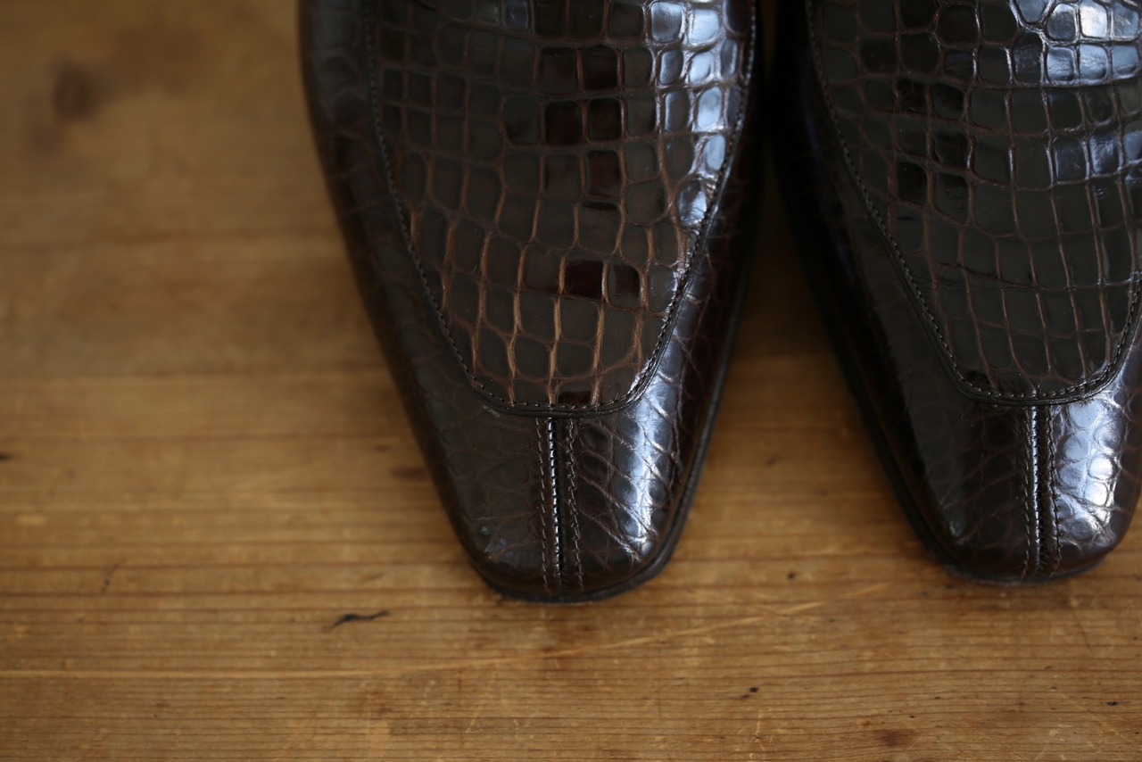 【ARTIOLI】アルティオリ 本クロコ シングルモンクストラップシューズ ダークブラウン Size:5