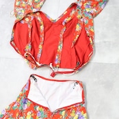 フラメンコ 衣装 トップス ブラウス ファルダ スカート ツーピース セットアップ レッド系 ブルー系 グリーン系 赤 青 緑 花柄 ボランテ フリル ダンス 発表会 レトロ フラメンコダンス ボリューム 可愛い おしゃれ