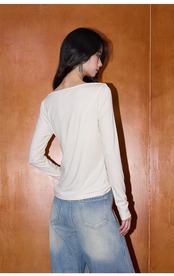 スリムフィット 長袖ニットトップス