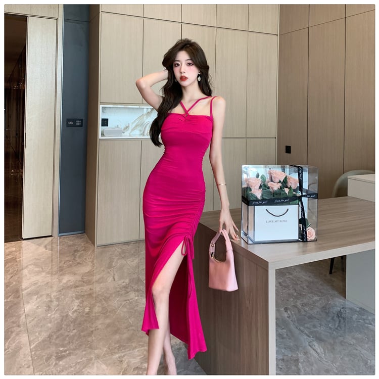 no dress Nφ dress Velvet キャミワンピース 赤 M 美品 dress】レディースファッションセクシーキャミワンピース M16908