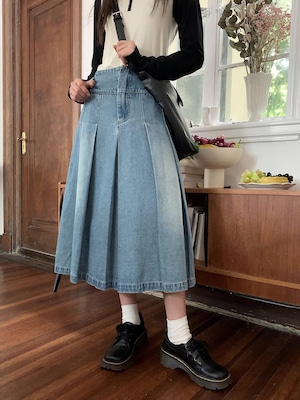 Denim pleats skirt（デニムプリーツスカート）c-505