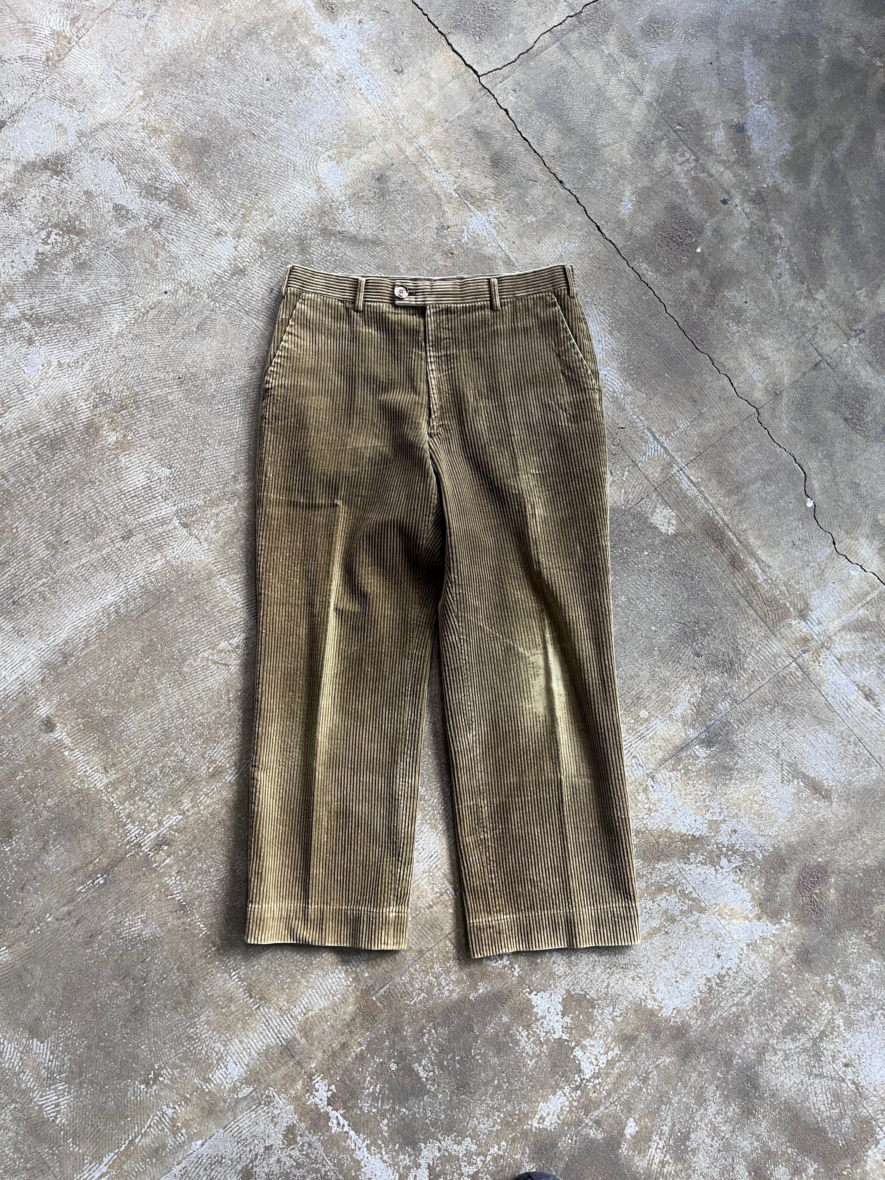 クリスチャン ディオール ムッシュ / Christian Dior MONSIEUR コットン 太畝 コーデュロイ スラックス カーキグリーン | 85(W33相当)| 古着 日本製 1980〜1990年代