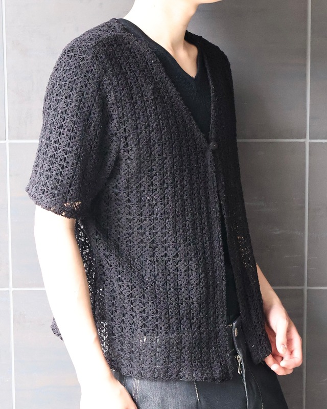 lace v-neck half sleeve cardigan
