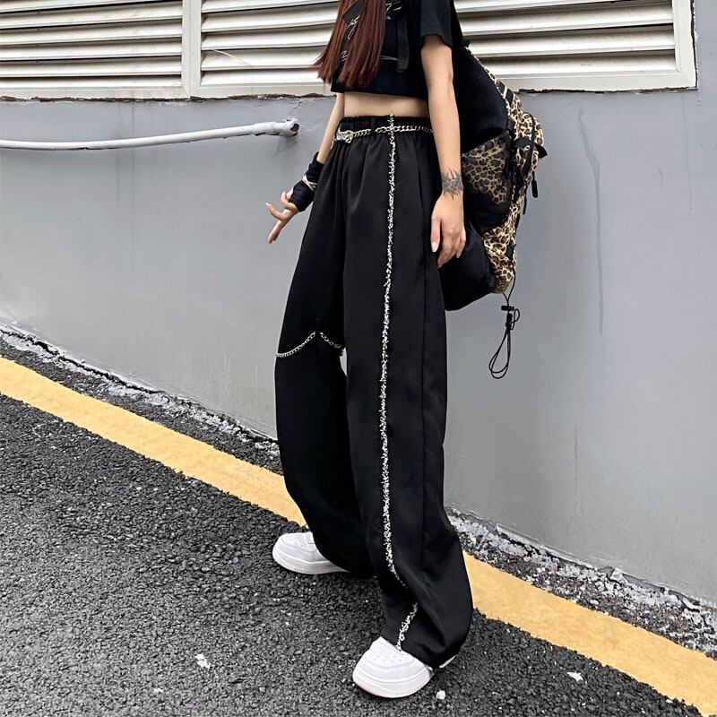 オーバーオール サマールーズカジュアルハイウェストウェストスリムパンツ ダーク 夏物 ケッペル84097295264