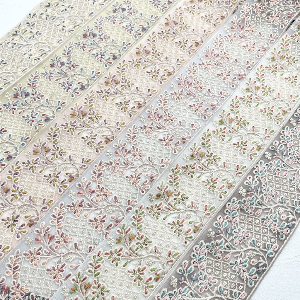 1394 新作*カラフルインド刺繍リボンタッセル*ピンクオレンジ