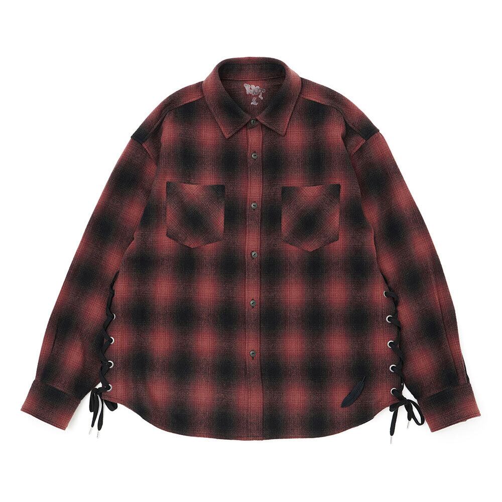 RIOT FACETASM/ライオット ファセッタズム/LACE UP CHECK SHIRT 