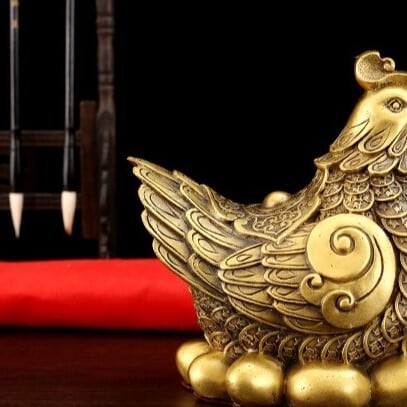 鶏 鳥 酉 置物 オブジェ 金色 黄金 ゴールド 干支 幸運 長寿 縁起物 魔
