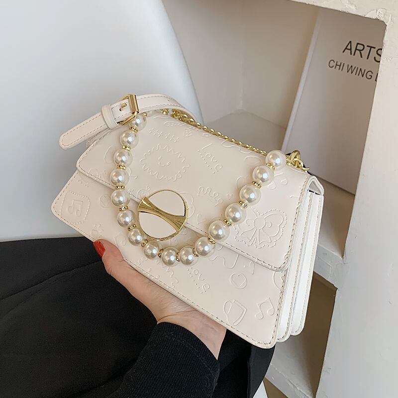 サマーパールチェーン 夏物 真珠 スクウェア メッセンジャーバッグ Tiancai_Wing_Bag27624360136