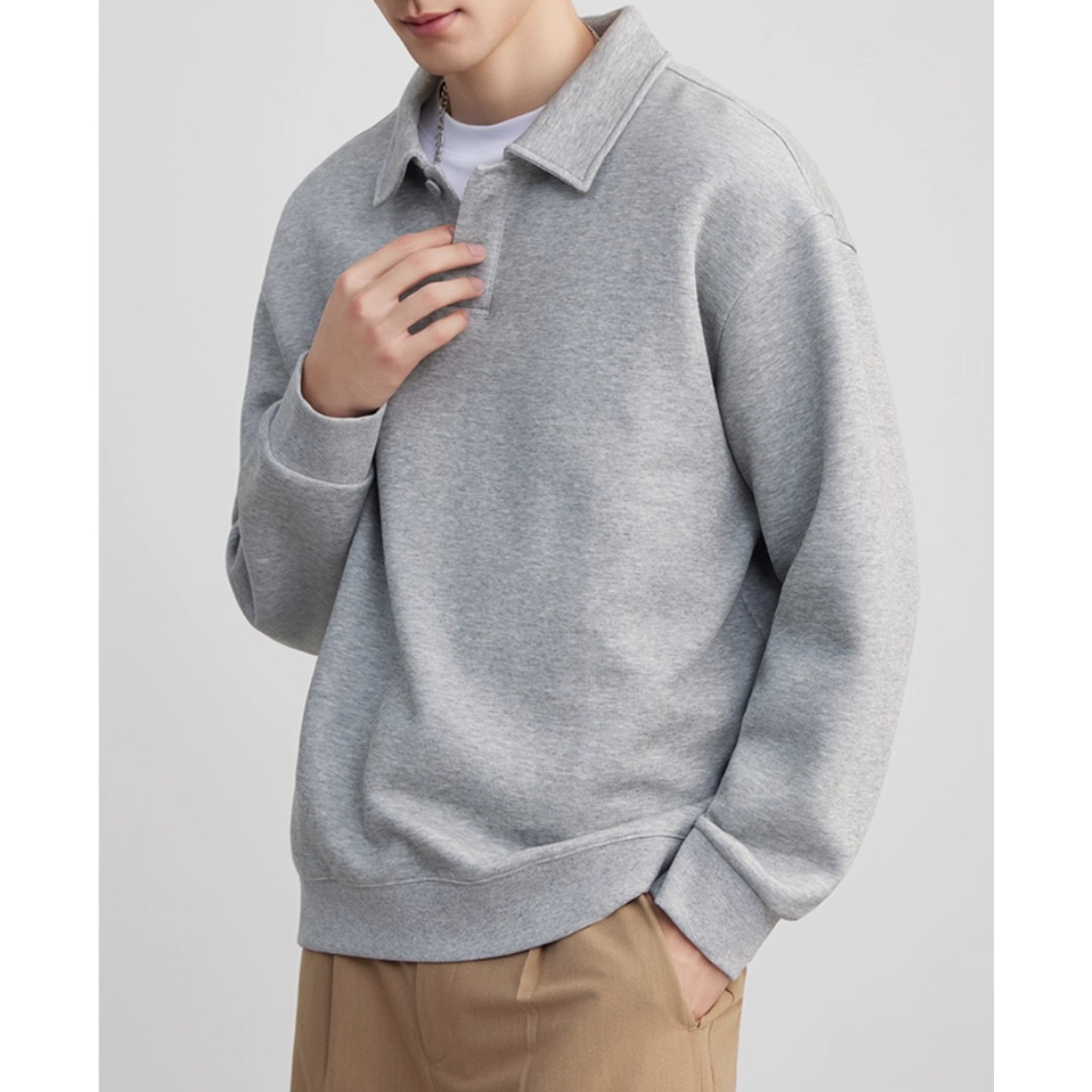 ドロップショルダー 長袖ポロシャツ af0362