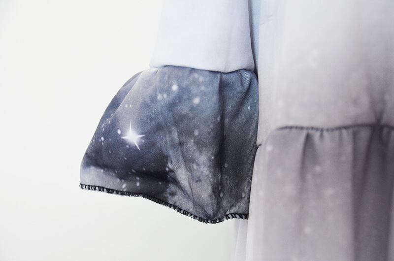 レディース服 宇宙柄 フリルワンピース 宇宙柄ワンピース レディース 女性用 ギャラクシー ノースリーブ 夏 ミニワンピース 安い 重ね着 原宿系 青文字系 星空 星柄 ゆる ゆったり オフショルダー オフショル 肩出し Fk003 Styleline