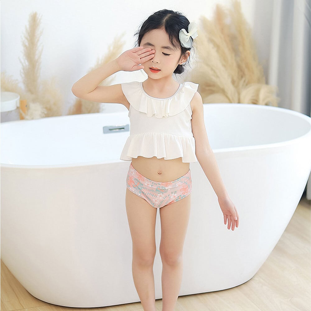 キッズ 水着 女の子 セパレート 子ども ビキニ 上下セット イエロー