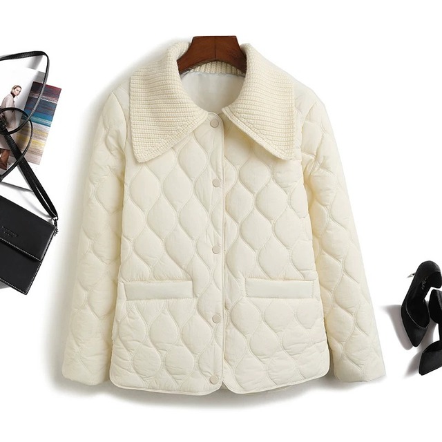 Knit collar quilted jacket　M1795
