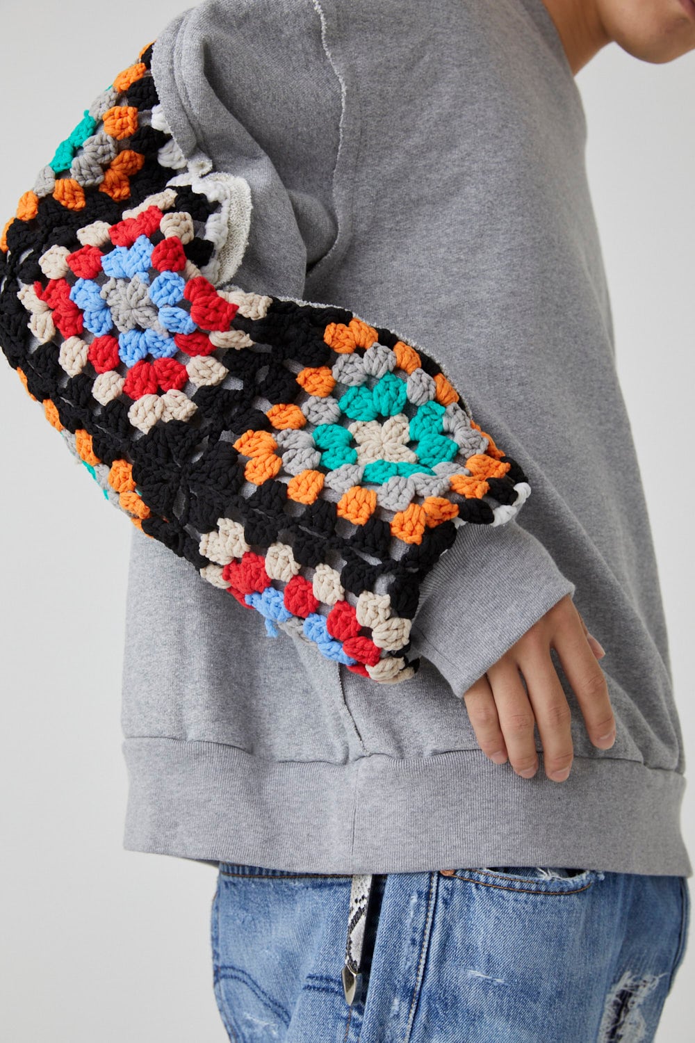 DISCOVERED/ディスカバード/CROCHET SLEEVE SWEAT DISCOVERED / ディスカバード CROCHET SLEEVE SWEAT（スウェット