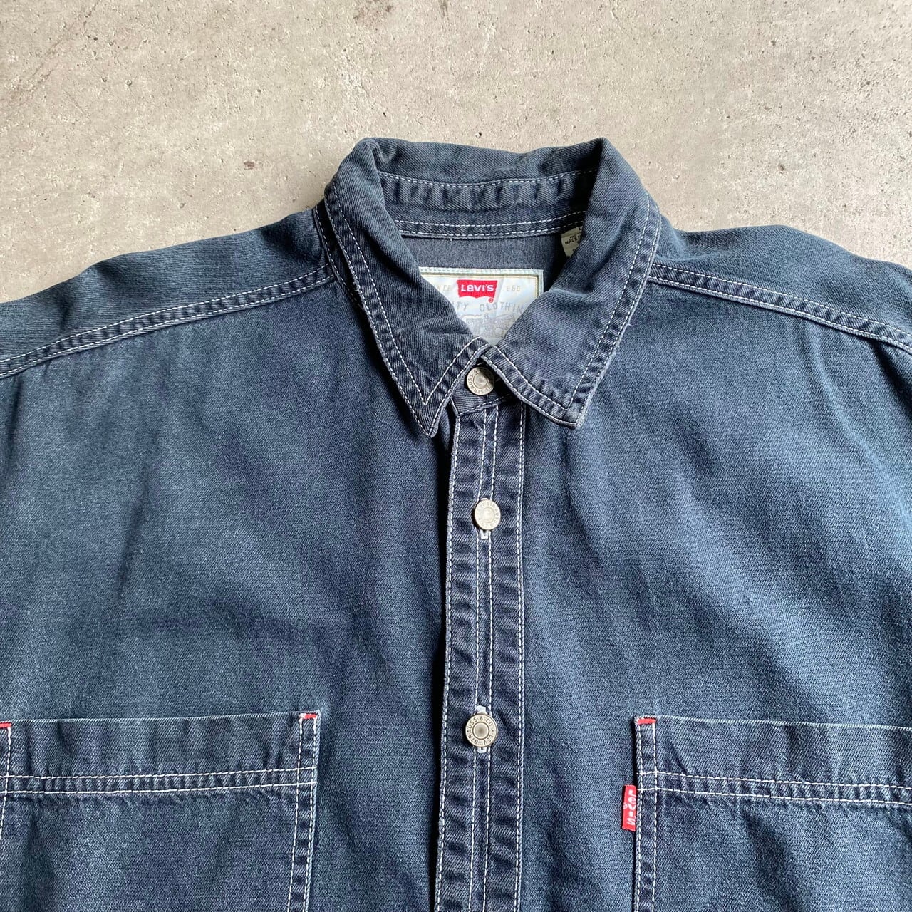 90年代 Levi's リーバイス RED TAB 長袖 ホワイトステッチ ブラックデニムシャツ メンズXL相当 古着 90s ビンテージ  ヴィンテージ チャコールブラック 墨黒【長袖シャツ】 | cave 古着屋【公式】古着通販サイト