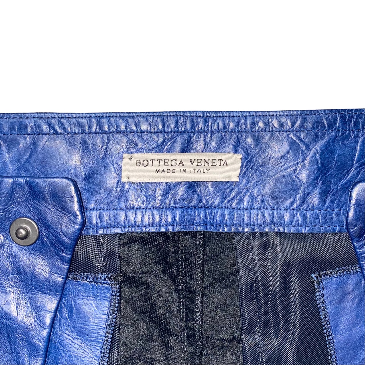 BOTTEGA VENETA zip design blue sheep leather pants