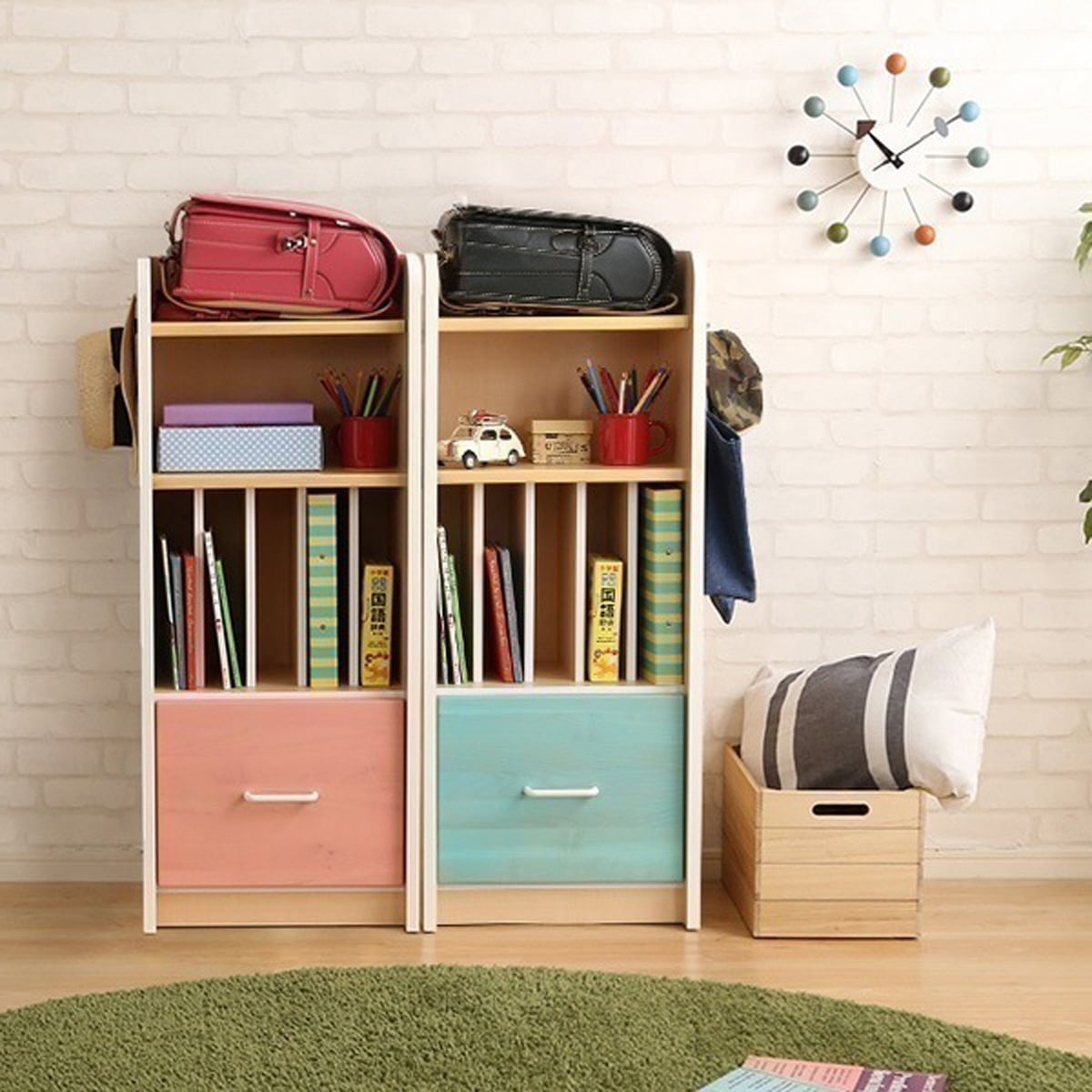 スッキリ納まる完成品コンパクトランドセルラックラッタ-L ATTA 引き出し収納付き 日本製