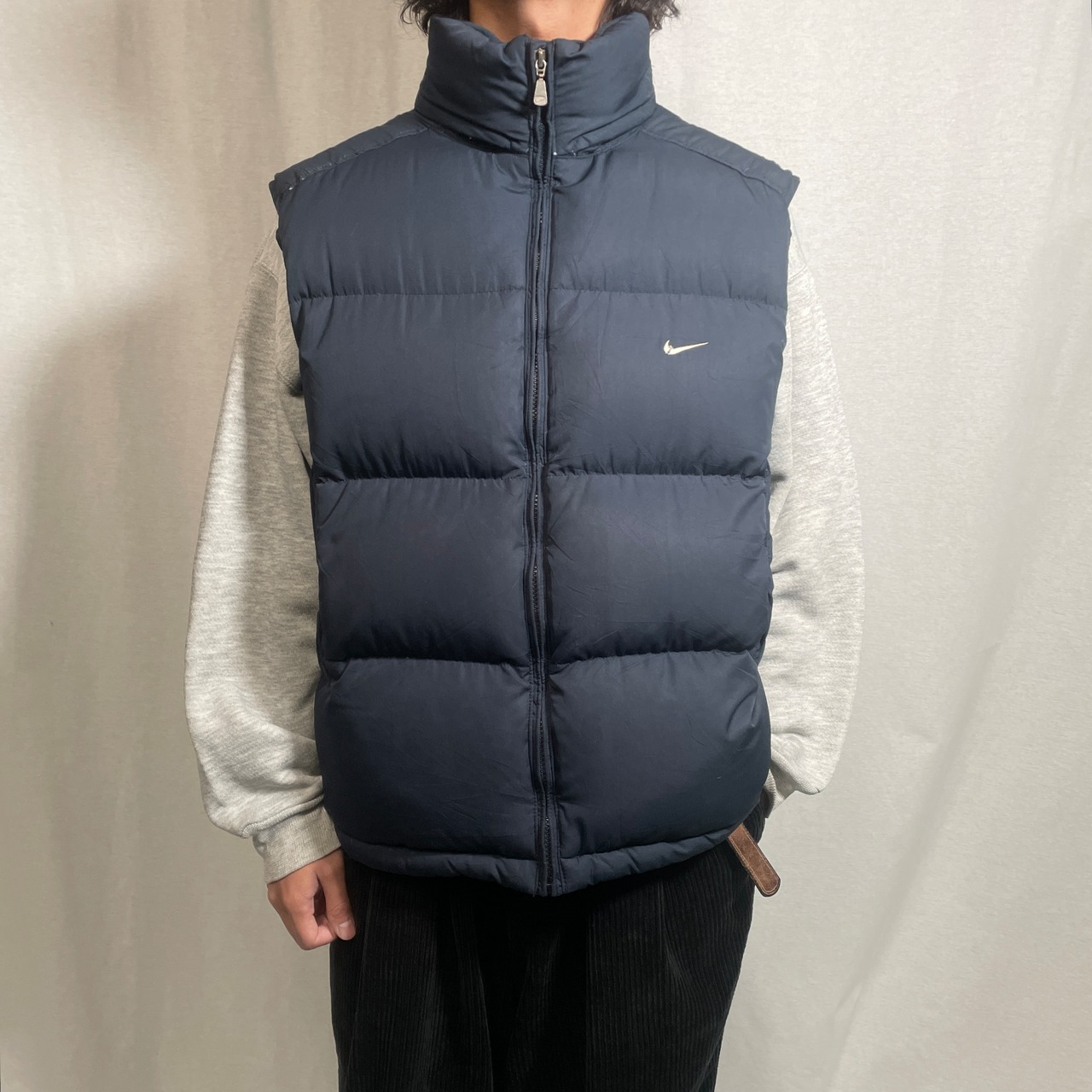 00年代 NIKE ナイキ ダウンベスト スウォッシュロゴ刺繍 メンズL相当 