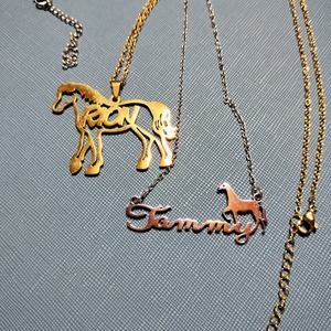 【受注生産】【1】Naned horse necklace 名前入り馬チャームネックレス