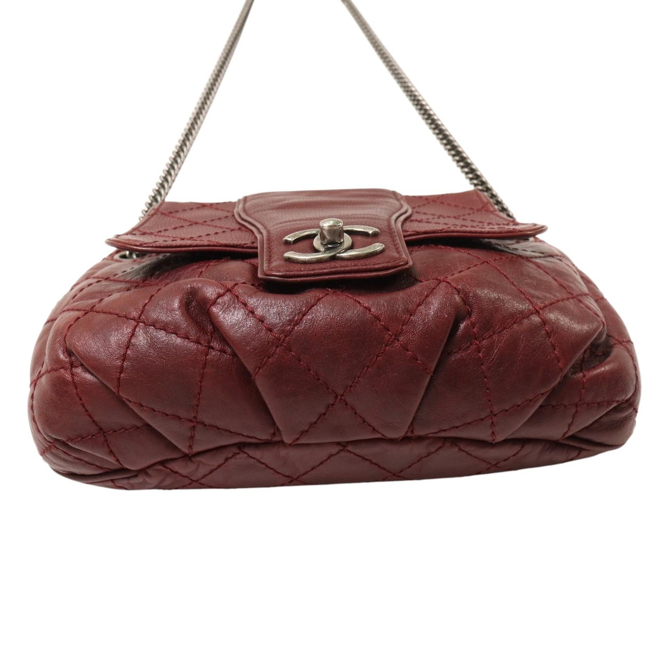 CHANEL シャネル マトラッセ ココマーク キャビアスキン ショルダーバッグ レッド A-7776
