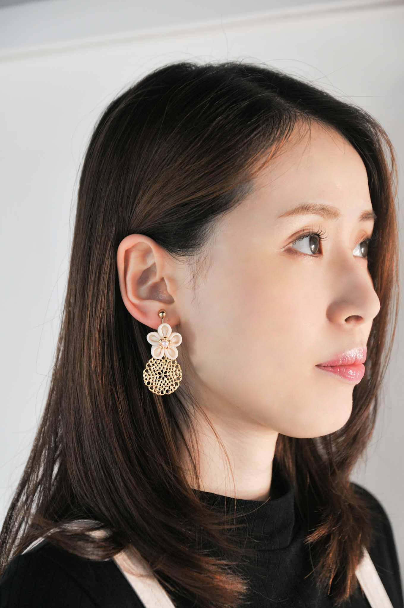 つまみ細工ピアスNO.10＊Deep color＊ | 金澤こまち -accessories-