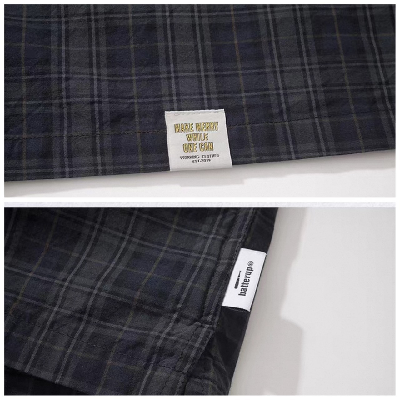 Plaid back print work shirt 1429 - 12