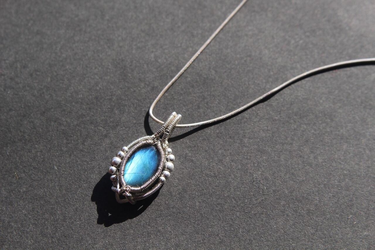 Labradorite silver 925 wire wrapping pendant