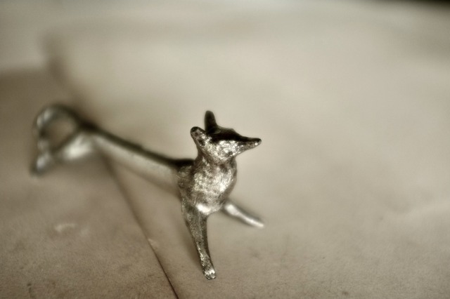 フランス 黙想する動物たちとカトラリーレスト 狐さん アンティーク