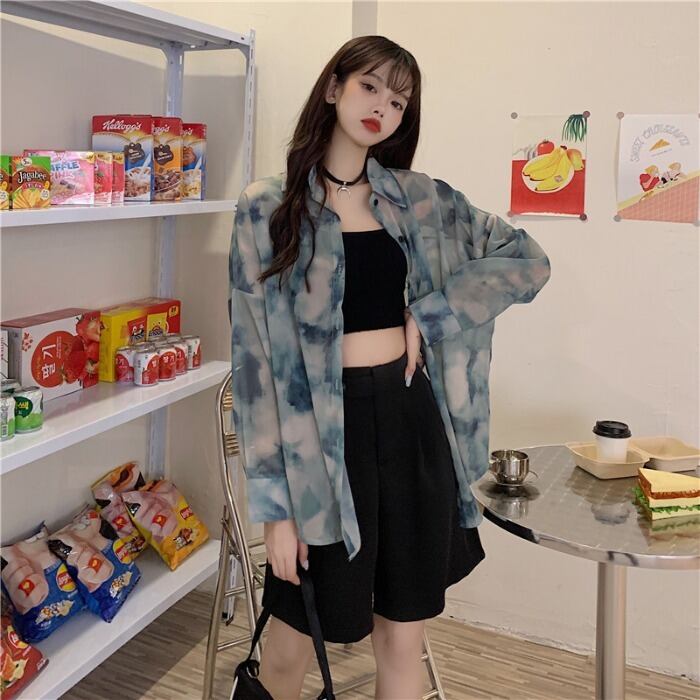 スタイルシャツ スプリングオータムルーズ薄手トップス 春物 秋物 1号婦人77419040070