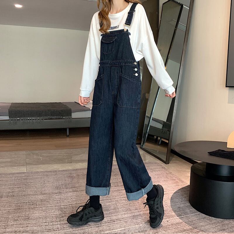 レッドオーバーオール スプリングオータムルーズパンツ 春物 秋物 試着室23838867531