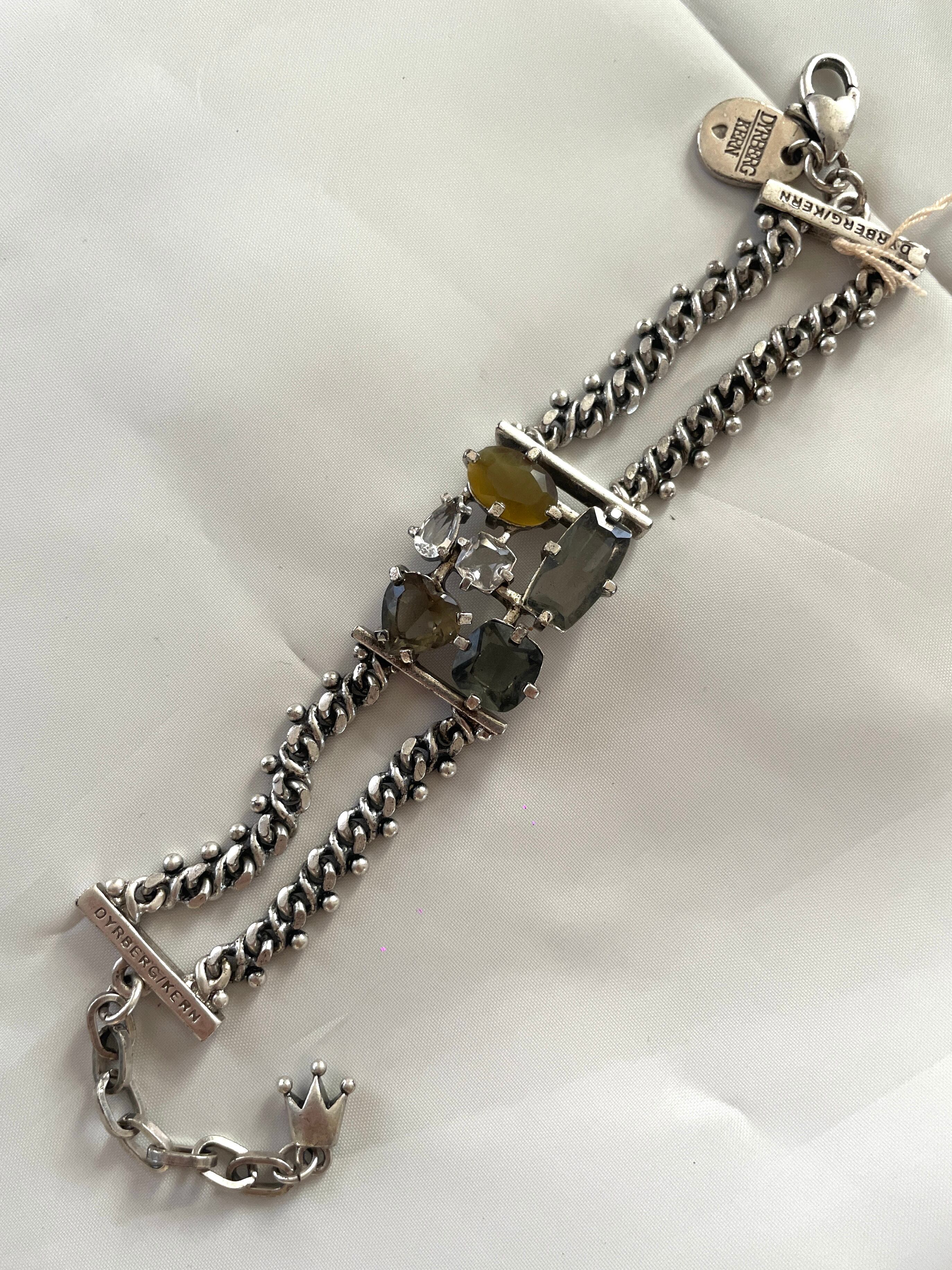 DYRBERG/KERN Smoky Crystal Cluster Double Chain Bracelet