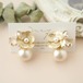 2way ゴールドフラワー コットンパール〈ピアス〉