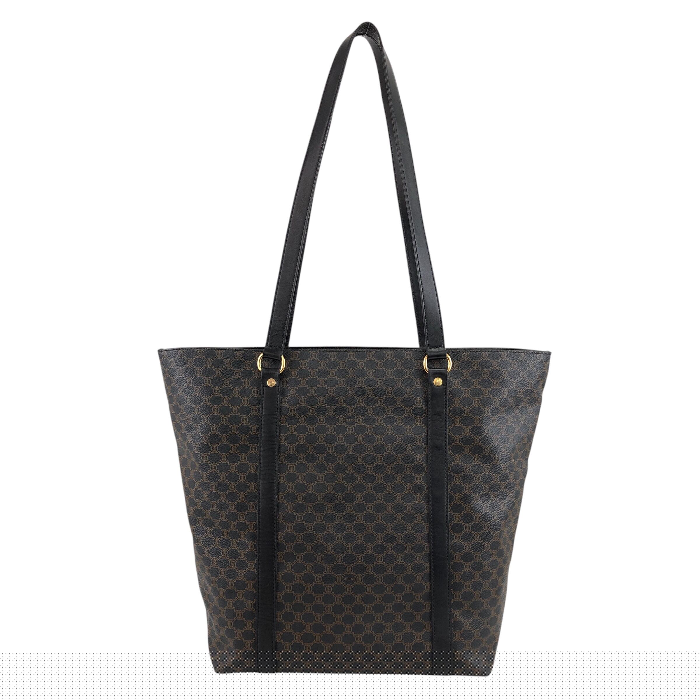 CELINE セリーヌ マカダム ショルダーバッグ ブラック ブラゾン型押し