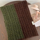 ケーブル編み バイカラーニットマフラー H0033