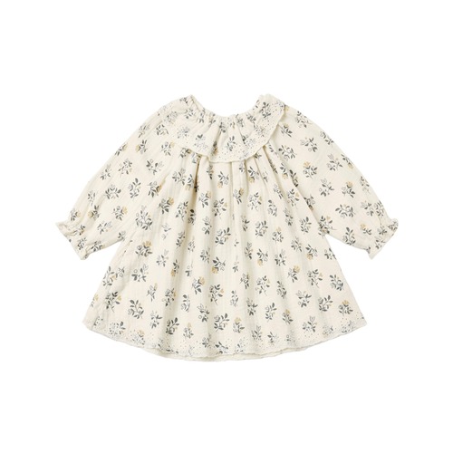 Quincy Mae(クインシーメイ)/ 26aw LONG SLEEVE  ISLA DRESS FRENCH FLORAL / NATURAL / 12-18M・18-24M・2-3Y