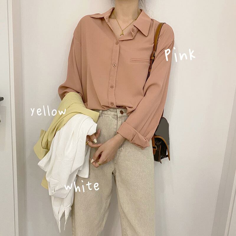 スプリングスタイル薄手シャツ ルーズトップス ロング 春物 萌量不足94649107727