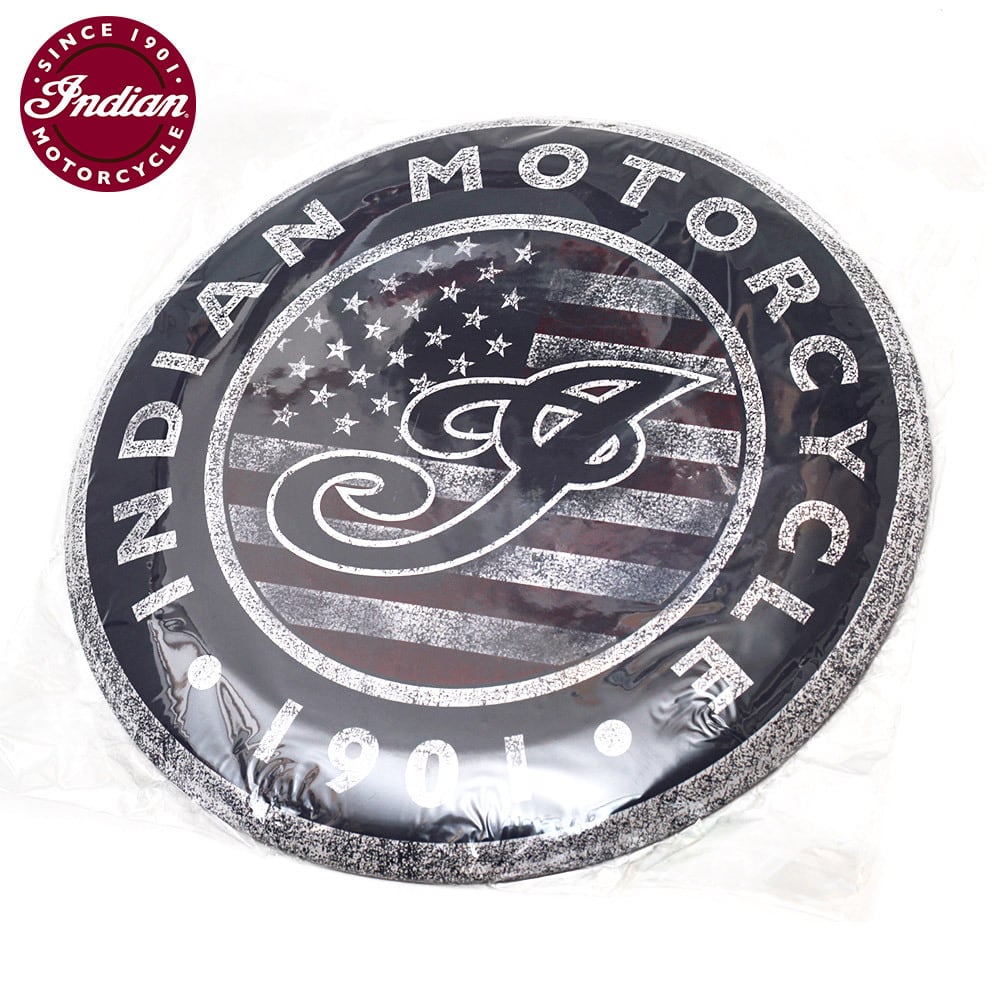 ブリキ看板 インディアンモーターサイクル Indian motorcycle USA Flag