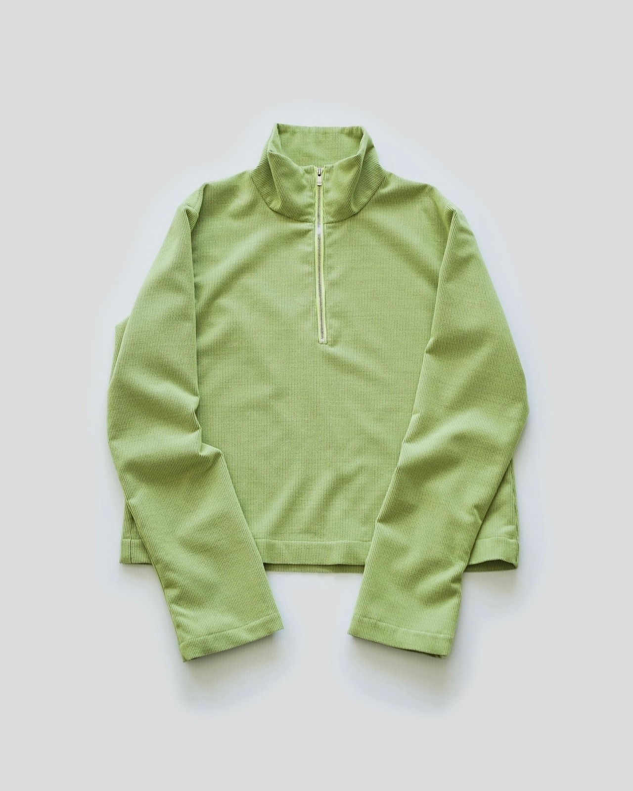 itochi  - Wool & Cashmere corduroy half zip pullover shirt : lime/  (ｲﾄﾁ :  ｳｰﾙ&ｶｼﾐﾔｺｰﾃﾞｨﾛｲ ﾊｰﾌｼﾞｯﾌﾟプルｵｰﾊﾞｰｼｬﾂ : ﾗｲﾑ)