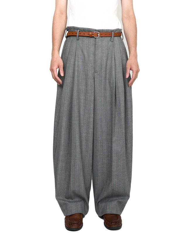 HED MAYNER "TWO TUCK TROUSERS GREY PAINT STRIPE "