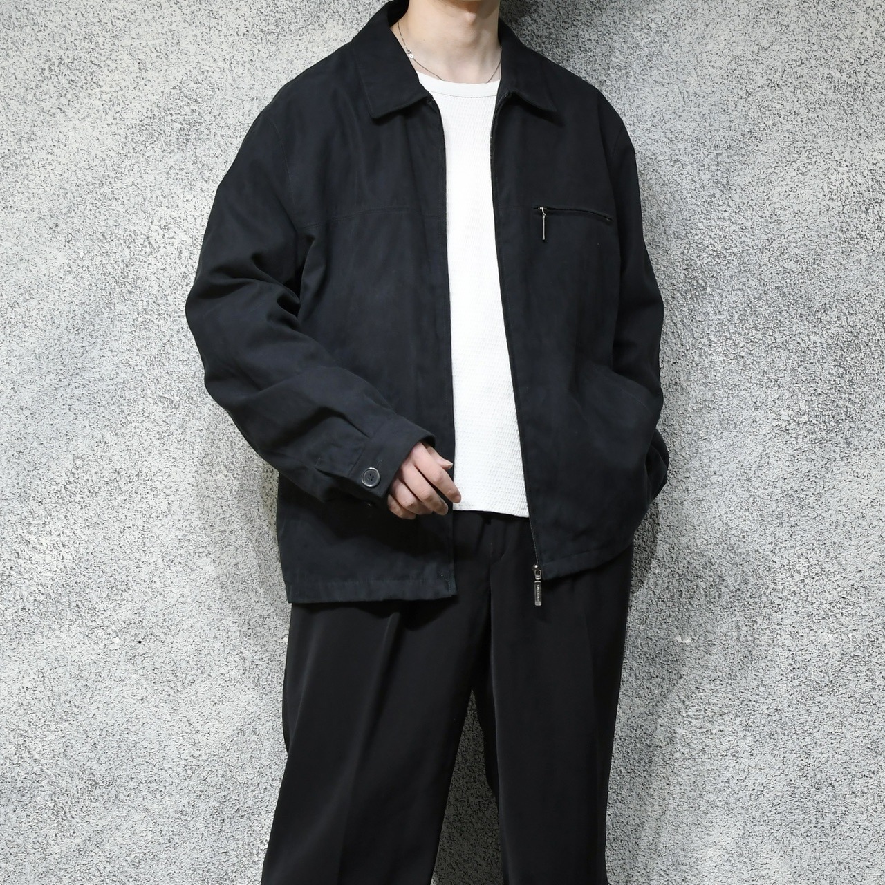 fake suede jacket black