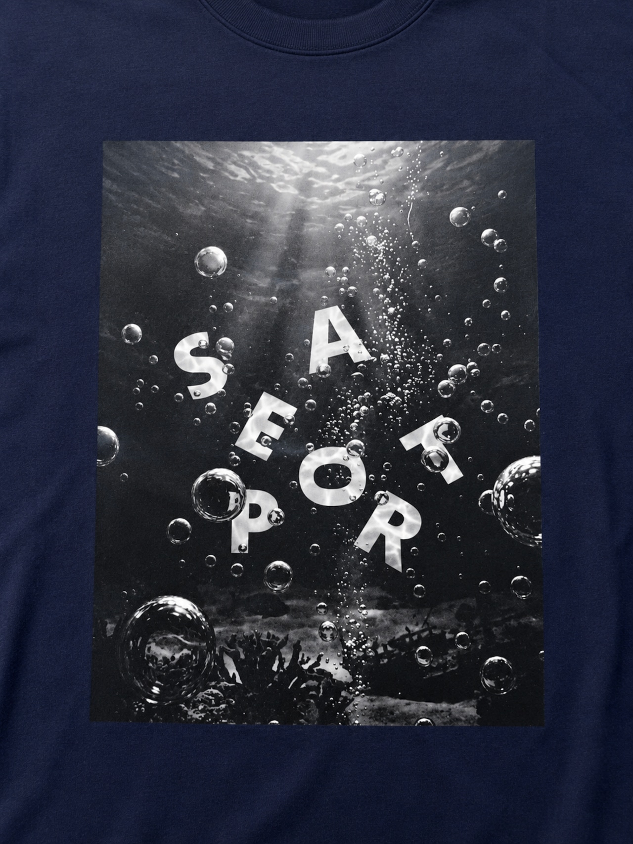 【SUNKEN LETTERS L/S TEE】MIDNIGHT CURRENT(Navy) 画像4