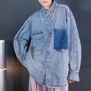 アウラアイラ AULA AILA GRAFFITI DENIM SHIRT