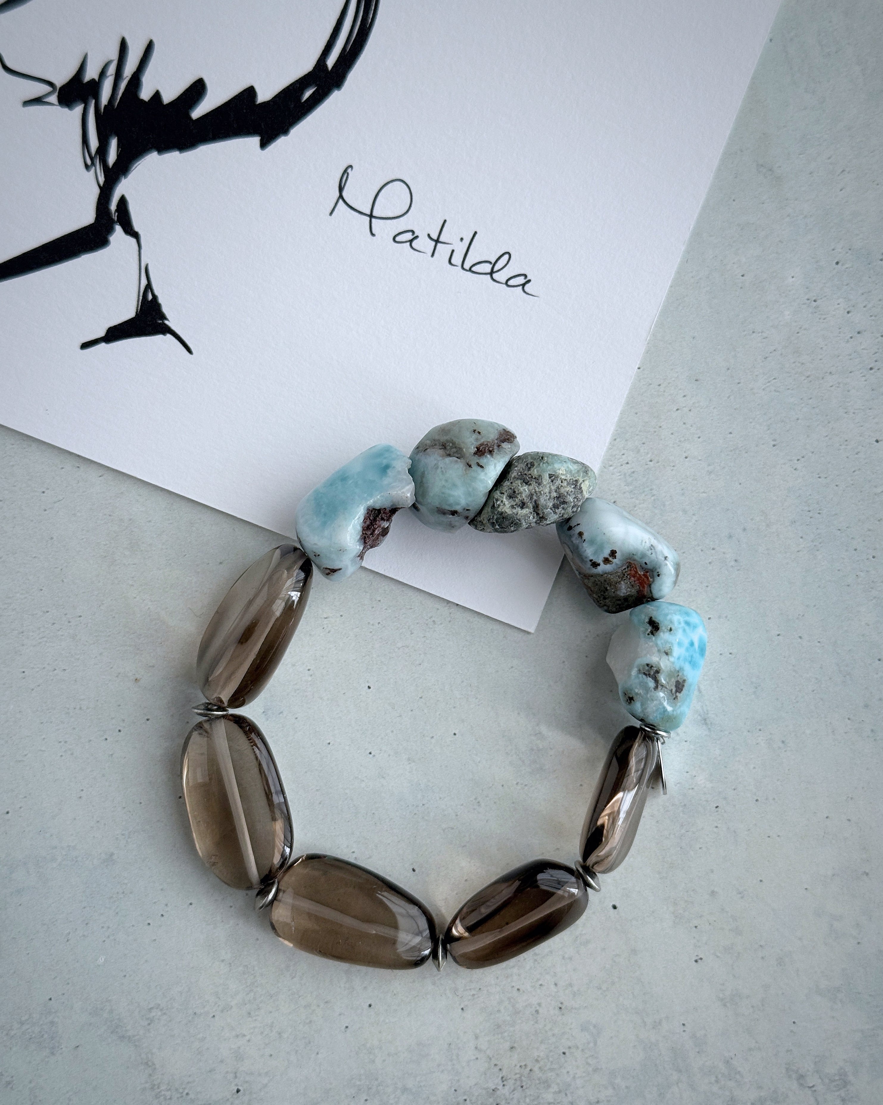 bicolor bracelet(ラリマー×スモーキークォーツ)