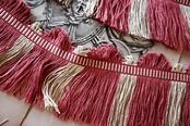 フランス 50x11c リネン 薄曇りの木苺とフリンジブレード ヴィンテージ