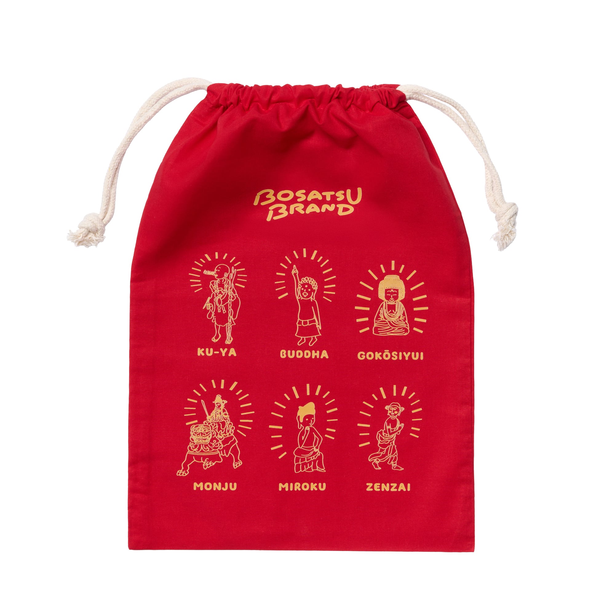 仏像といっしょに(5周年記念) 仏像 巾着袋 A4サイズ / 赤 | BOSATSU