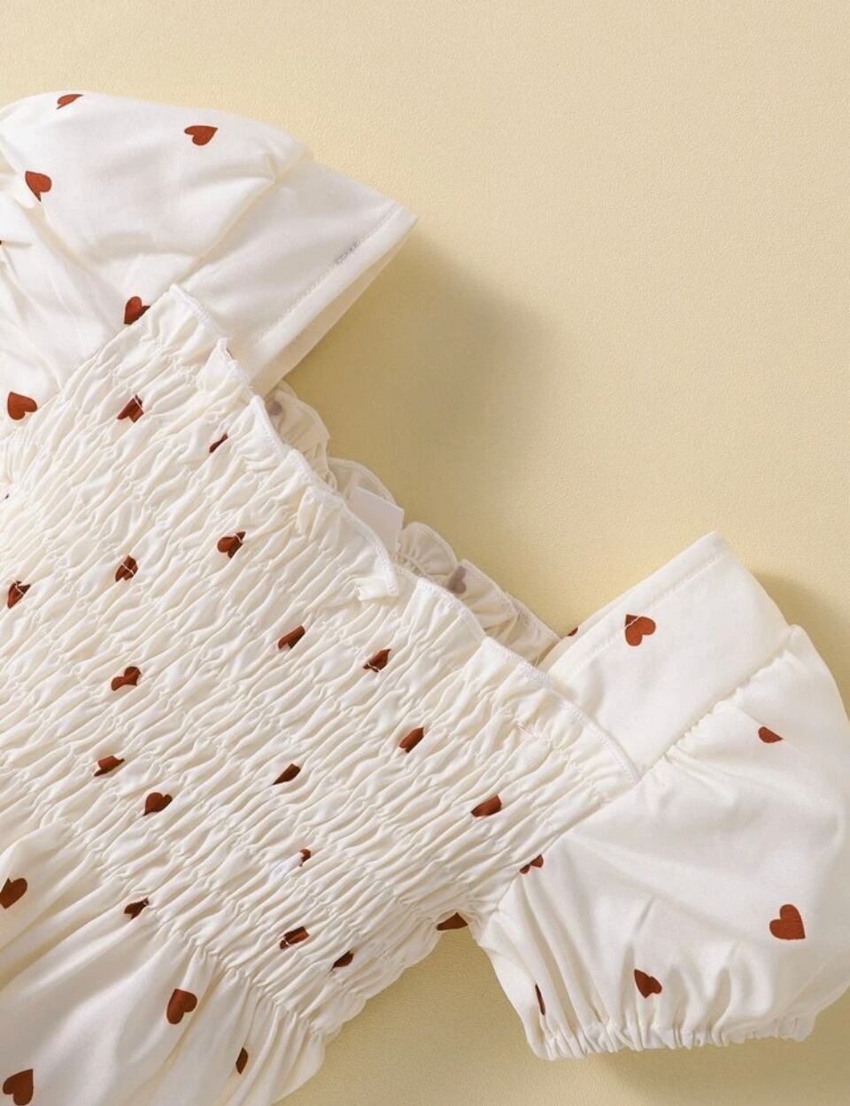 ハートプリントサマードレス………海外子供服　プチプラ　女の子　ガール　ワンピース　夏　ホワイト